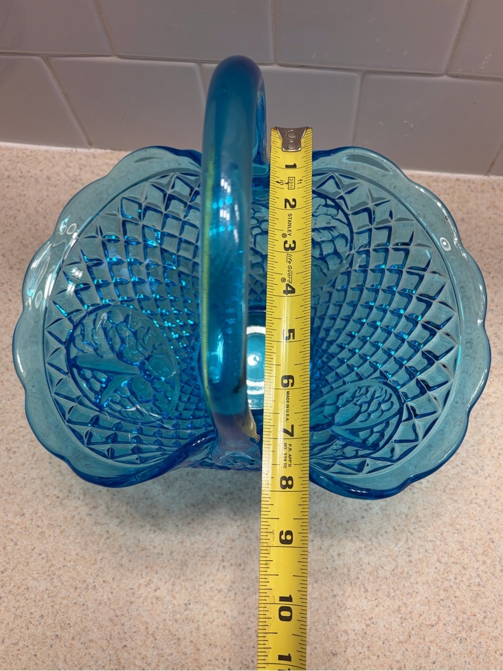 Vintage Fenton Blue Glass Basket Centerpiece - Picture 15 of 15